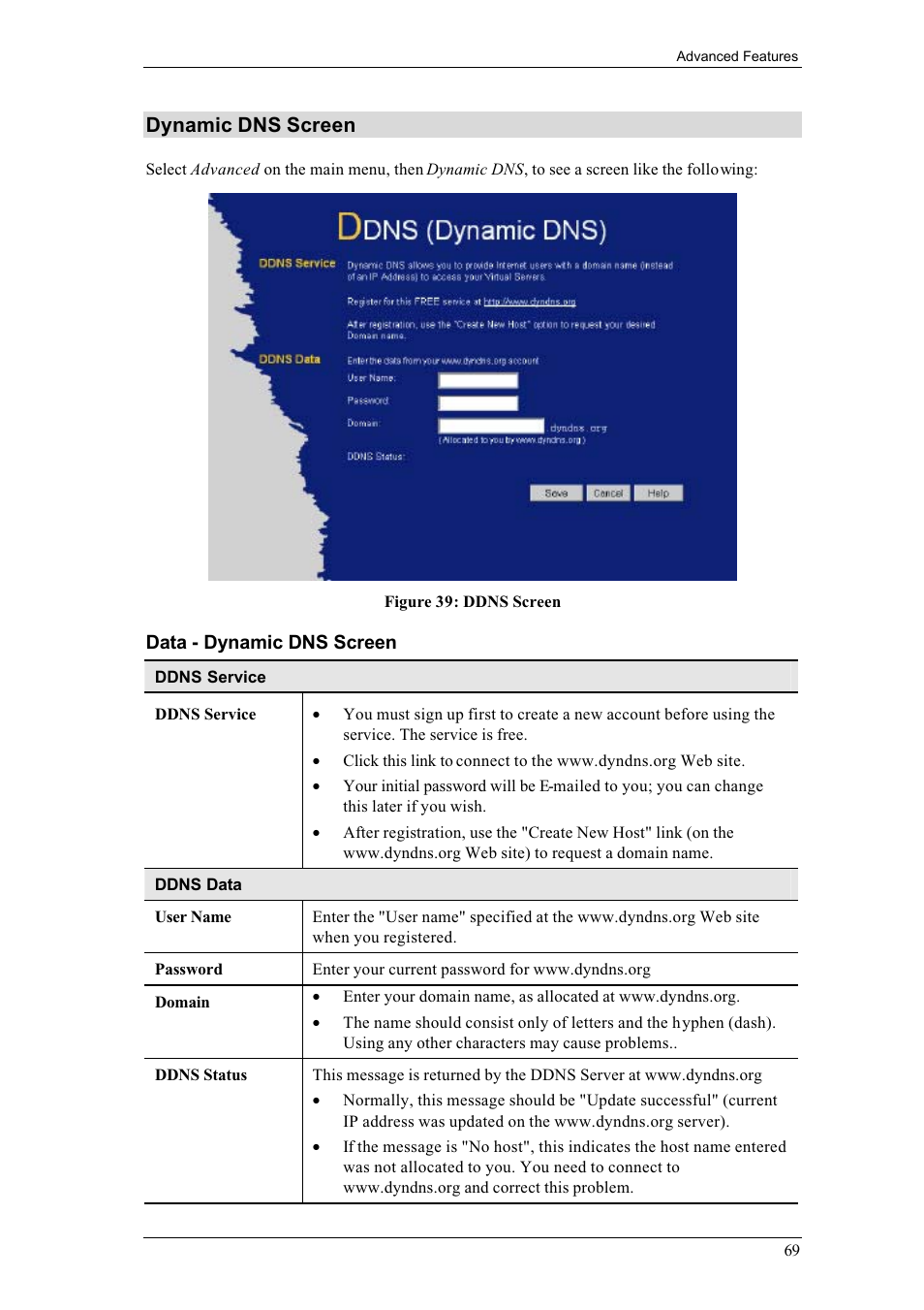 Dynamic dns screen | LevelOne FBR-1400TX User Manual | Page 73 / 93