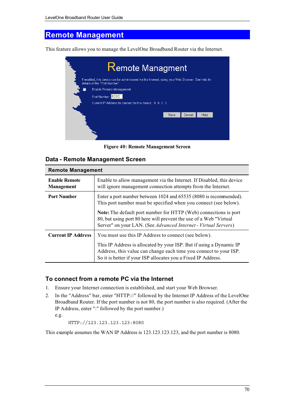 Remote management | LevelOne FBR-1400TX User Manual | Page 74 / 93