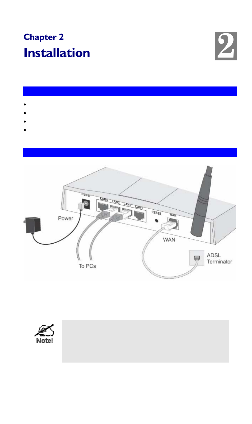 Chapter 2 installation, Requirements, Procedure | Installation | LevelOne WBR-3407 11g User Manual | Page 9 / 99