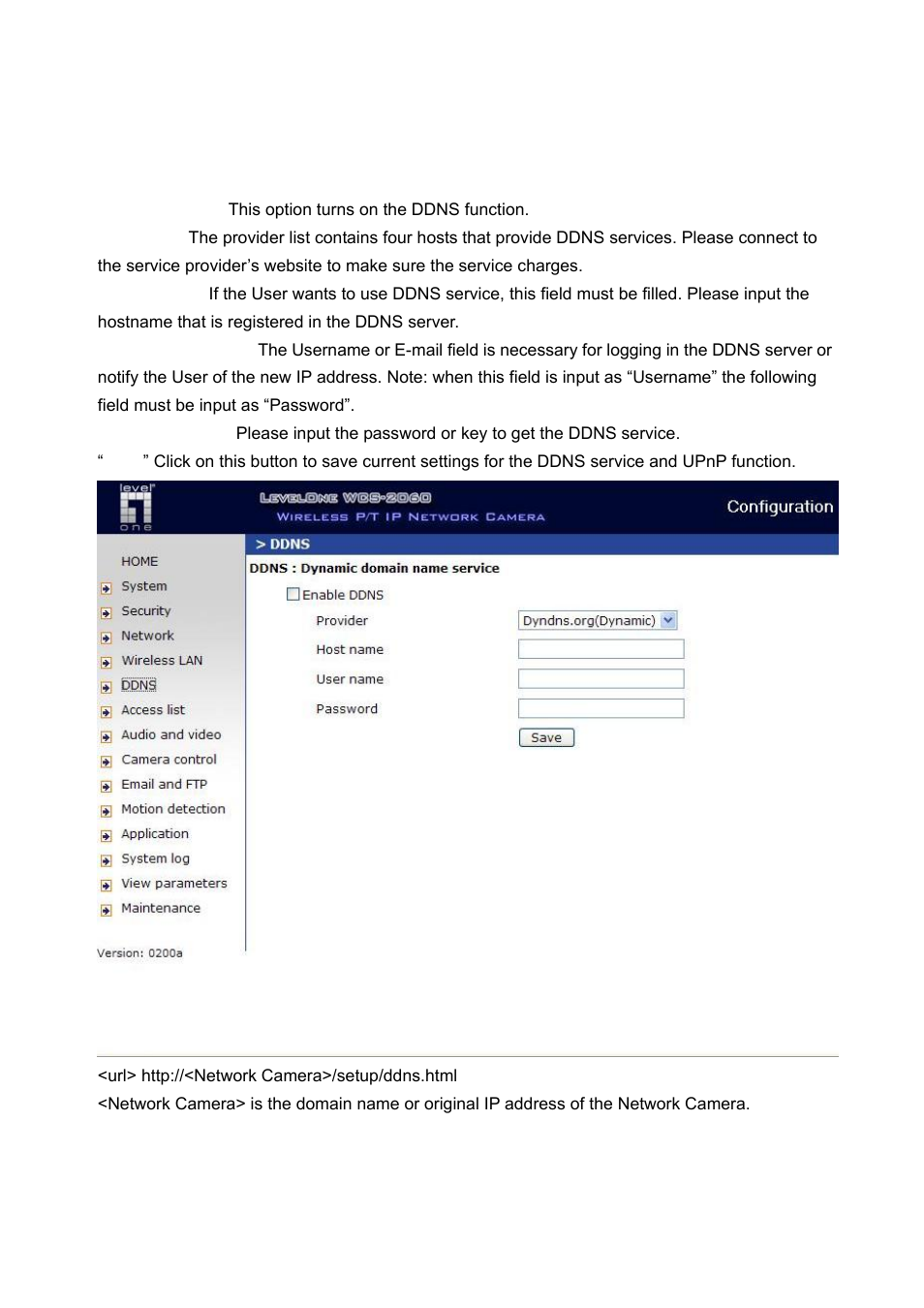 Ddns | LevelOne WCS-2060 User Manual | Page 33 / 75