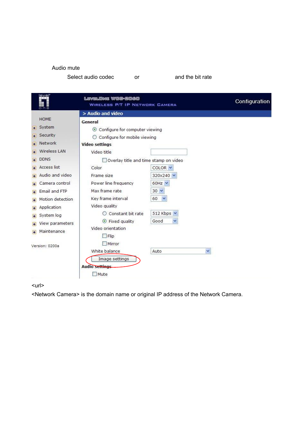 Audio settings | LevelOne WCS-2060 User Manual | Page 36 / 75