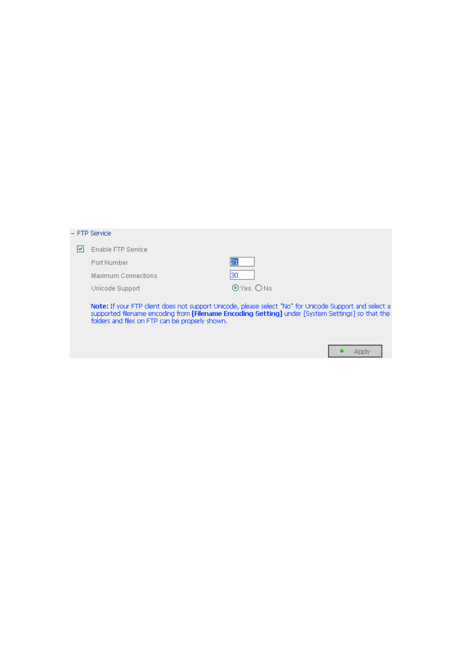 Ftp service | LevelOne 2-Bay SATA HDD w/ Gigabit Ethernet FNS-5000B User Manual | Page 43 / 108