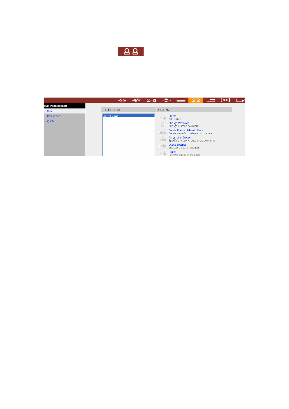 User management, Users | LevelOne 2-Bay SATA HDD w/ Gigabit Ethernet FNS-5000B User Manual | Page 53 / 108