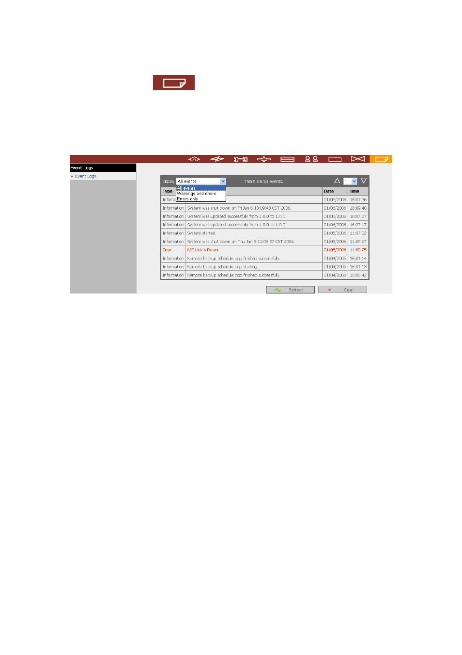 Event logs | LevelOne 2-Bay SATA HDD w/ Gigabit Ethernet FNS-5000B User Manual | Page 76 / 108