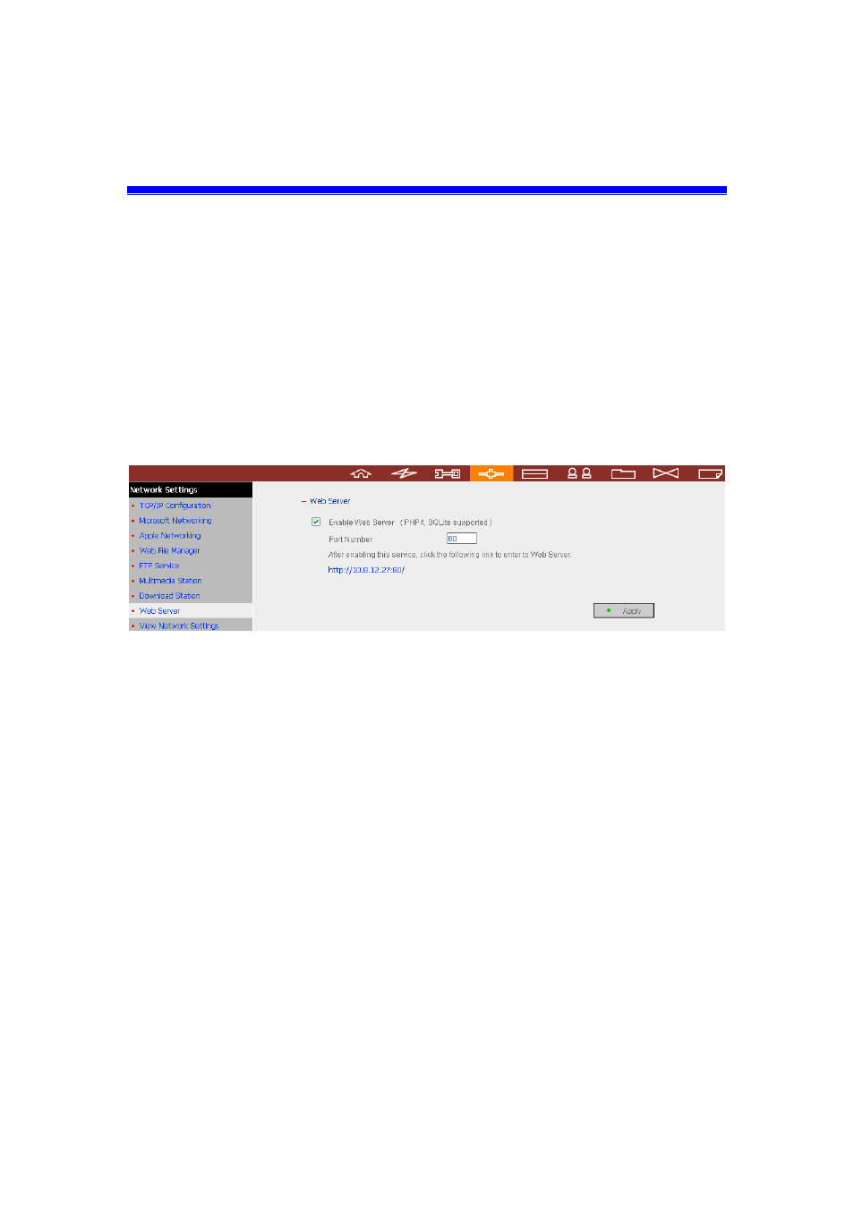 Web server | LevelOne 2-Bay SATA HDD w/ Gigabit Ethernet FNS-5000B User Manual | Page 91 / 108