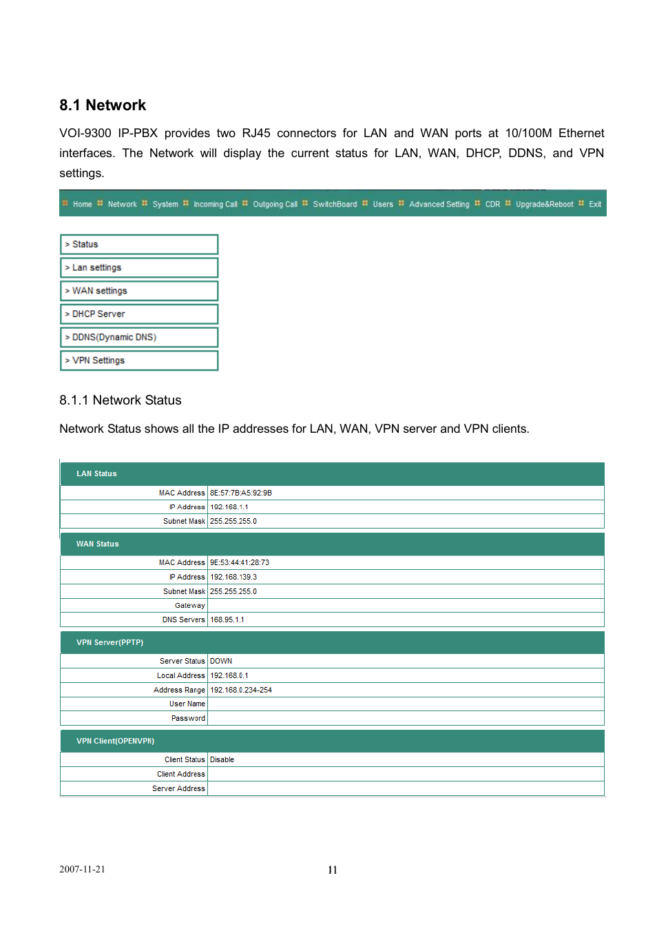 1 network | LevelOne SIP IP PBX VOI-9300 User Manual | Page 11 / 61