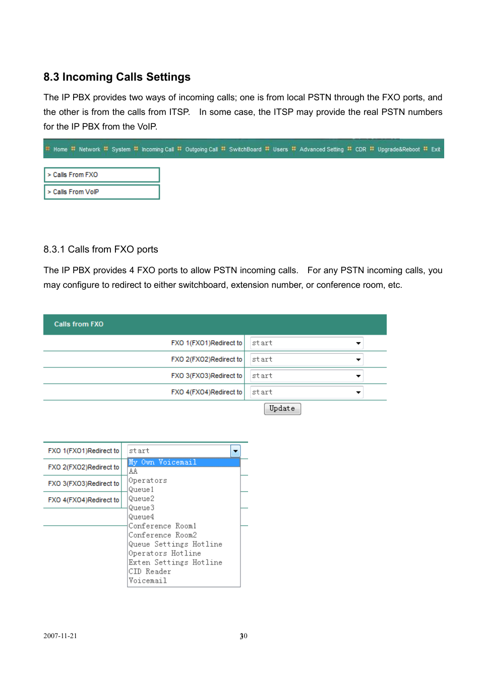 3 incoming calls settings | LevelOne SIP IP PBX VOI-9300 User Manual | Page 30 / 61