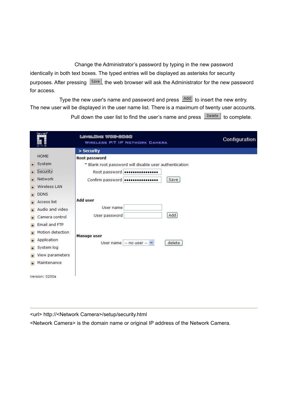 Security settings | LevelOne FCS-1060 User Manual | Page 28 / 77