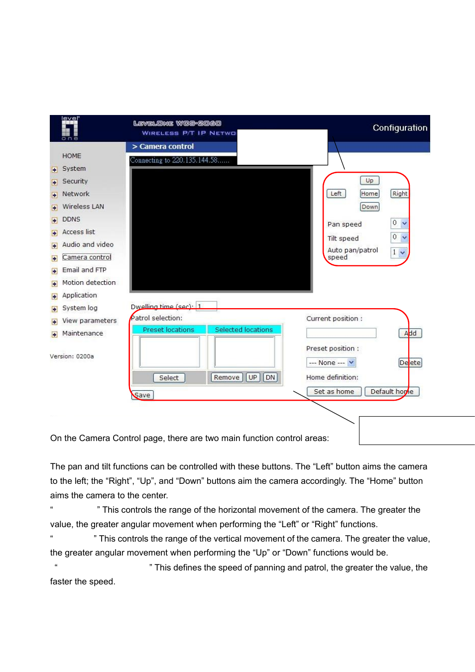 Camera control | LevelOne FCS-1060 User Manual | Page 38 / 77