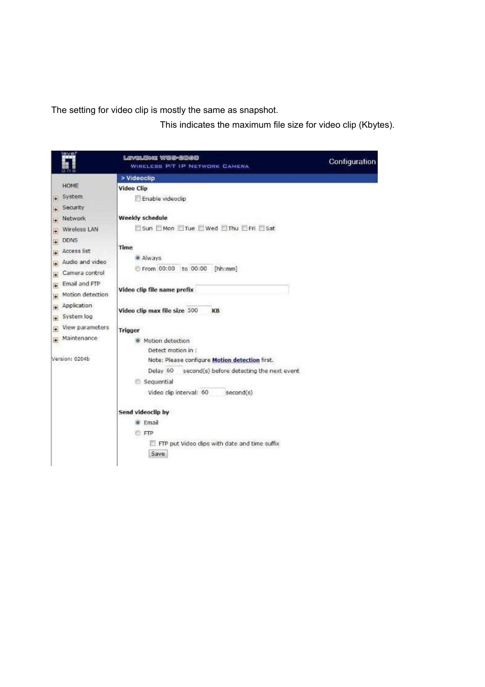 Video clip | LevelOne FCS-1060 User Manual | Page 46 / 77