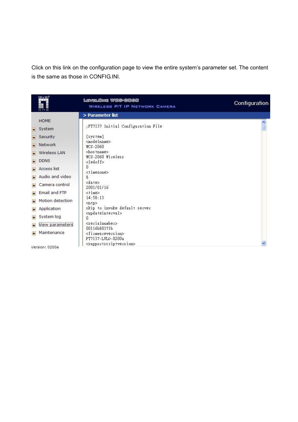 Viewing system parameters | LevelOne FCS-1060 User Manual | Page 48 / 77