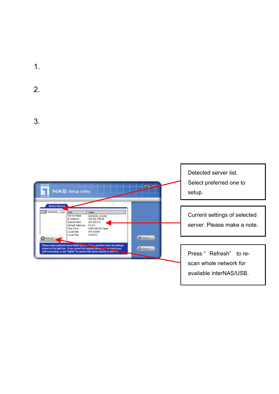 9quick setup with the nas wizard | LevelOne GNS-2000 User Manual | Page 10 / 123