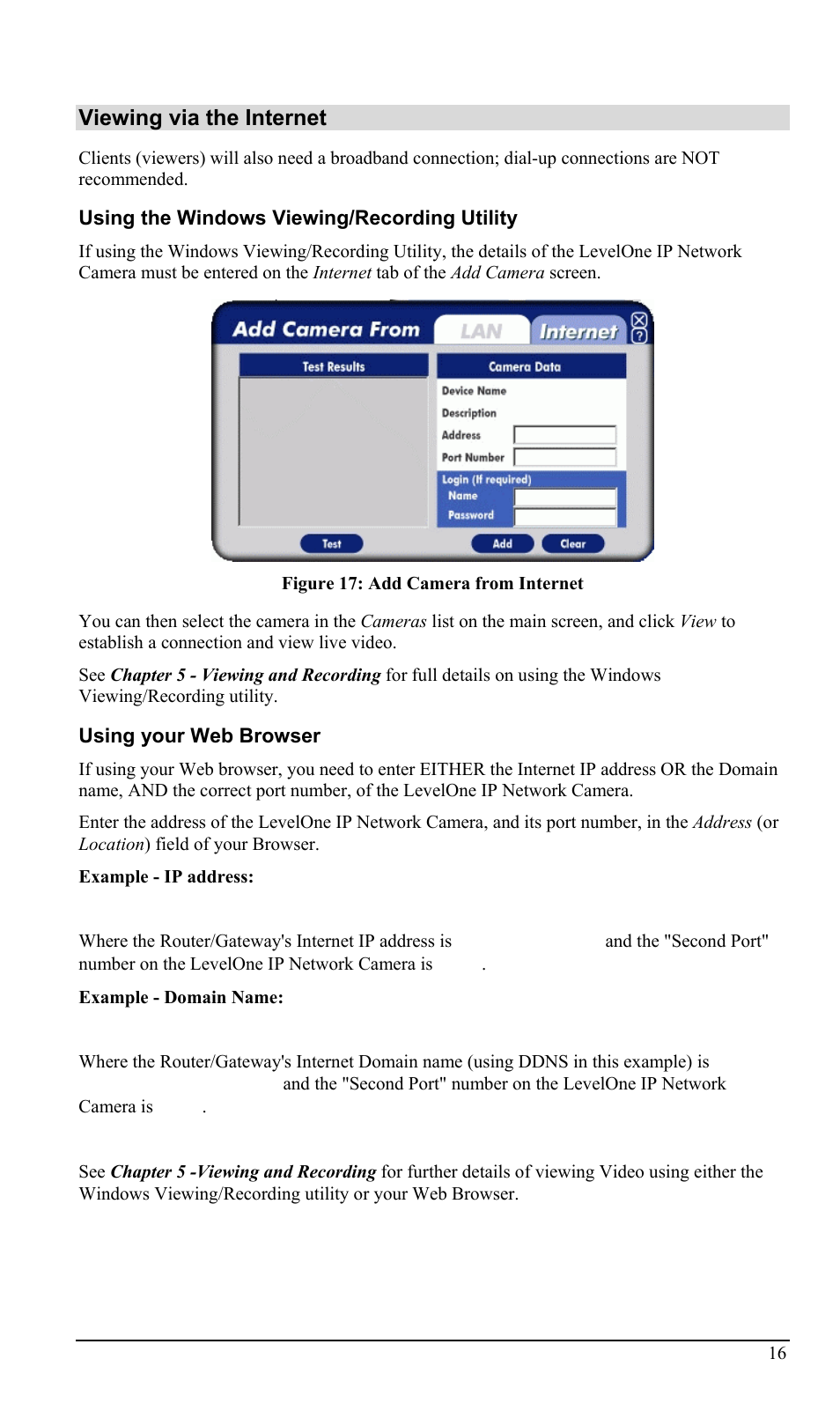 Viewing via the internet | LevelOne WCS-2000 User Manual | Page 19 / 67