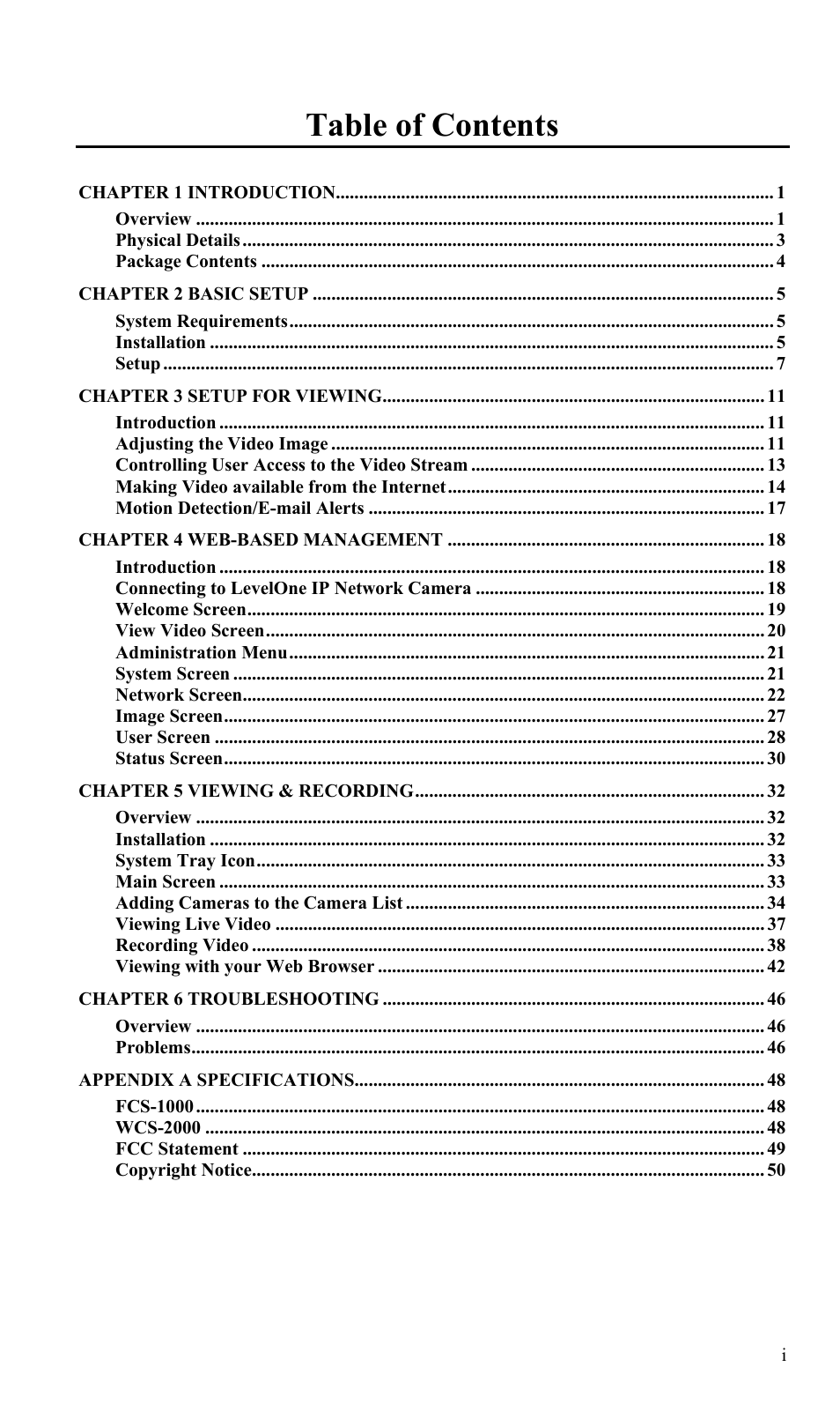 LevelOne WCS-2000 User Manual | Page 2 / 67