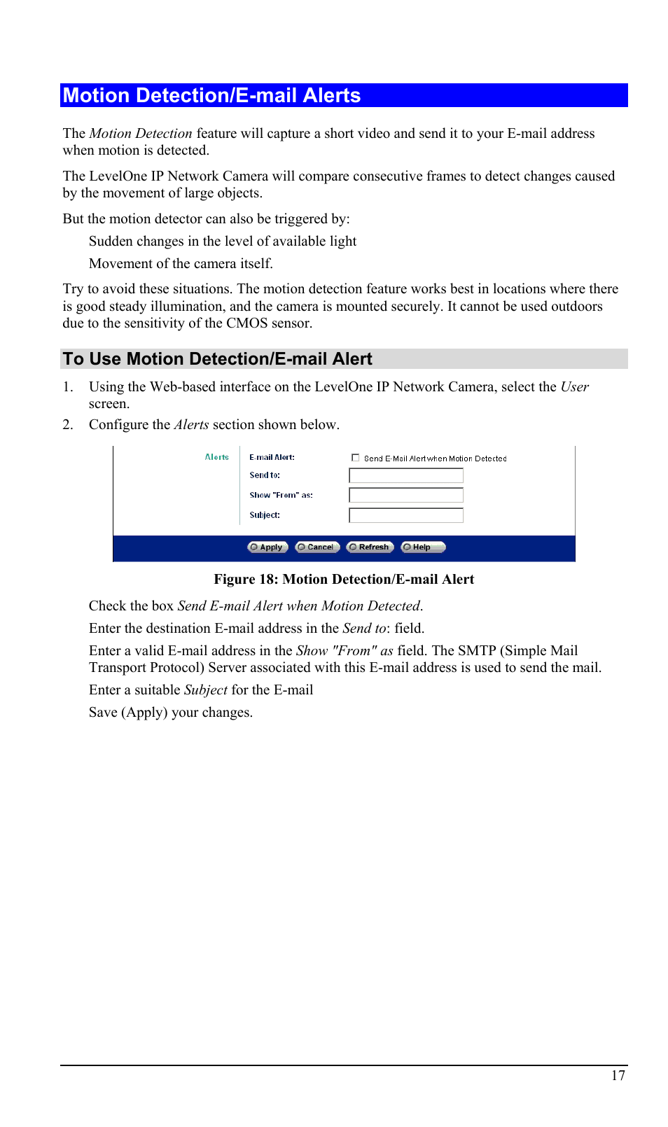 Motion detection/e-mail alerts | LevelOne WCS-2000 User Manual | Page 20 / 67