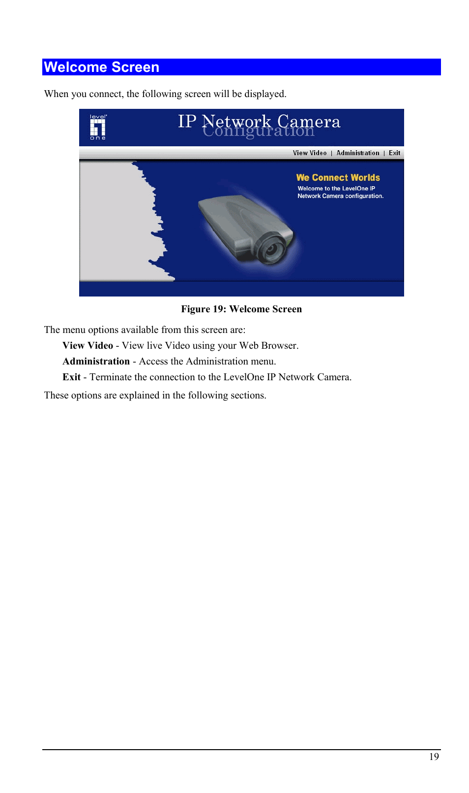 Welcome screen | LevelOne WCS-2000 User Manual | Page 22 / 67