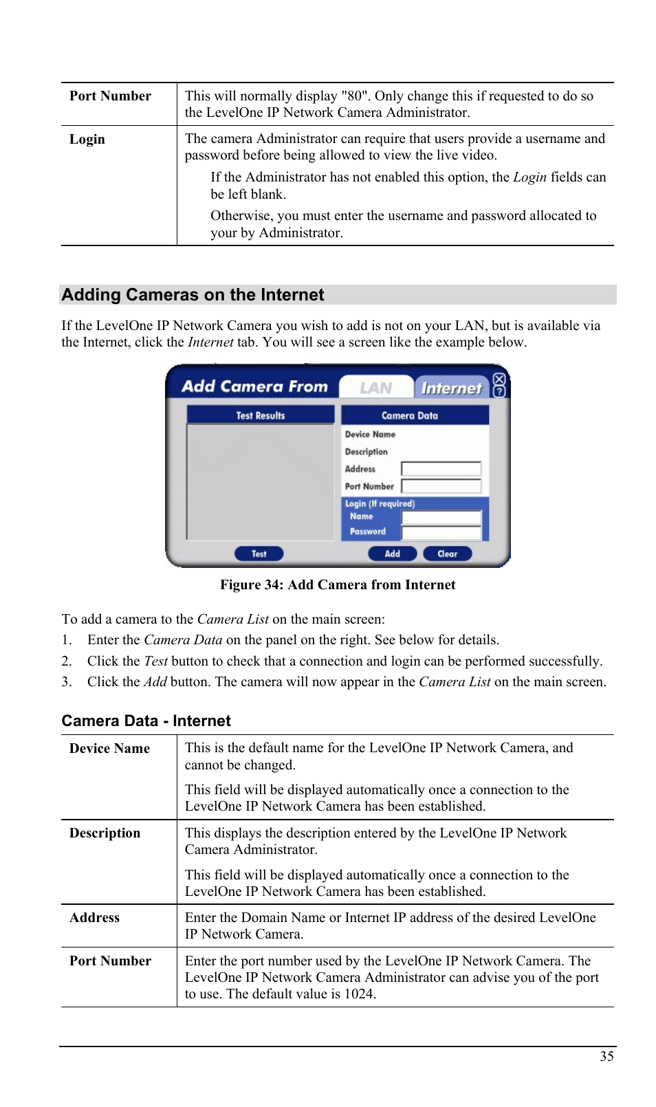 Adding cameras on the internet | LevelOne WCS-2000 User Manual | Page 38 / 67