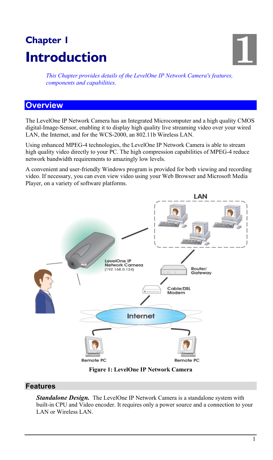 Chapter 1 introduction, Overview, Introduction | LevelOne WCS-2000 User Manual | Page 4 / 67