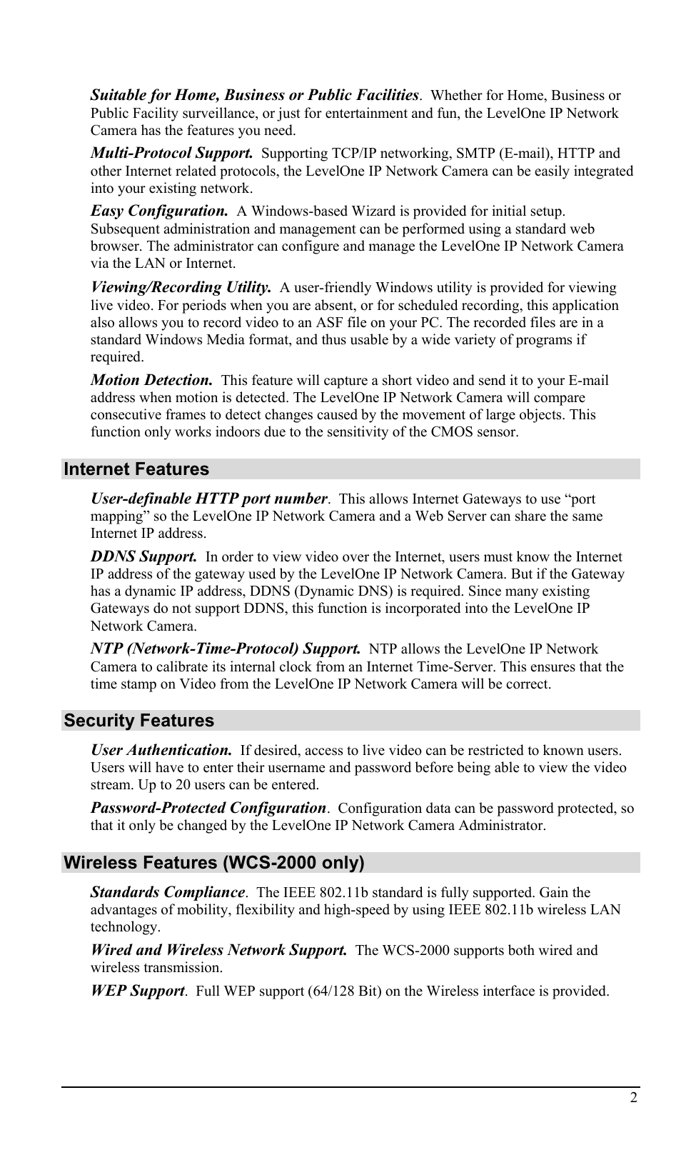 LevelOne WCS-2000 User Manual | Page 5 / 67