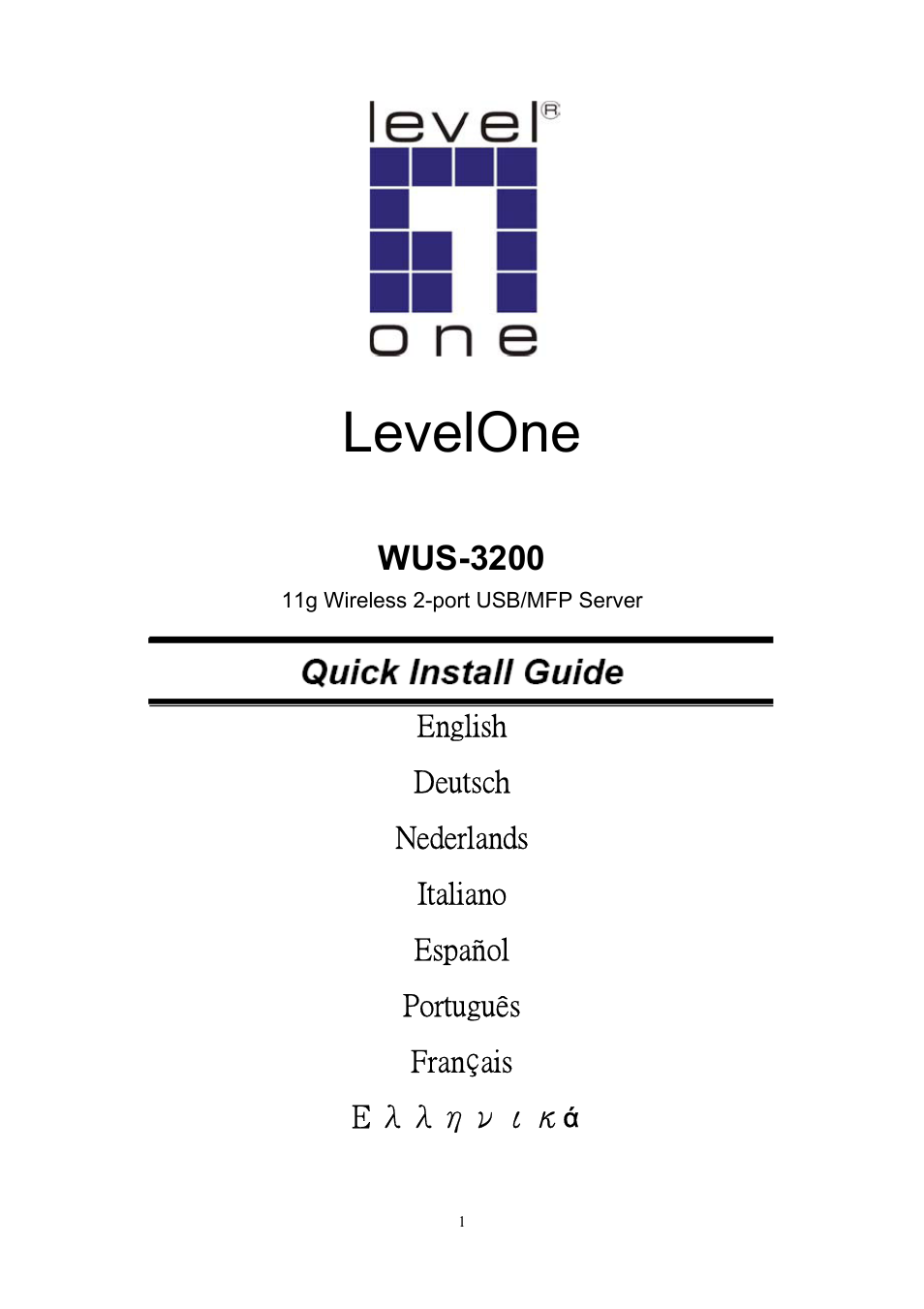 LevelOne 11g Wireless 2-port USB/MFP WUS-3200 User Manual | 54 pages