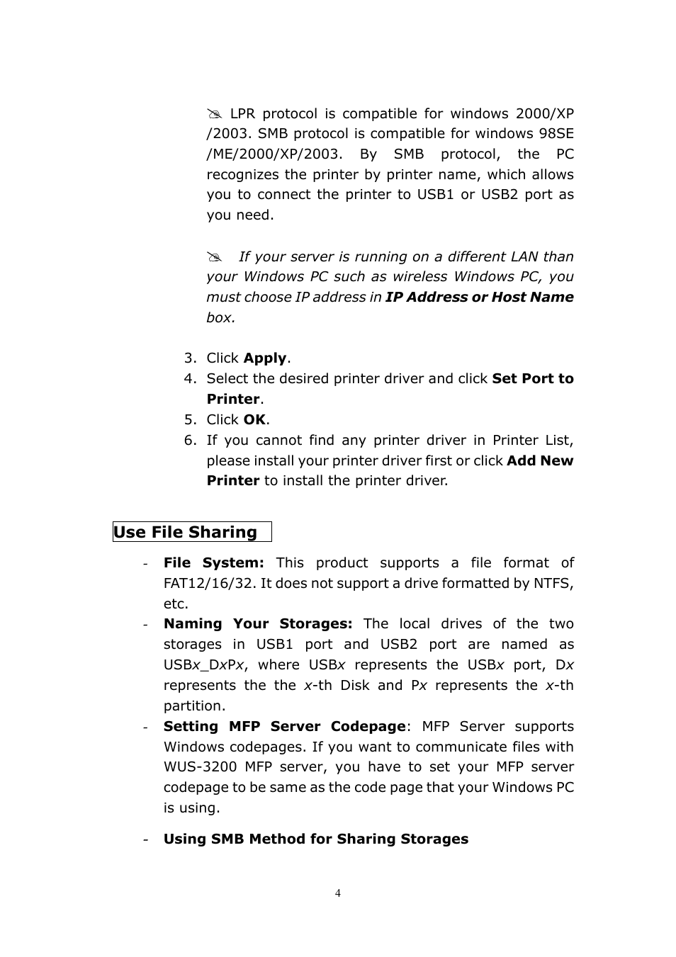 LevelOne 11g Wireless 2-port USB/MFP WUS-3200 User Manual | Page 10 / 54