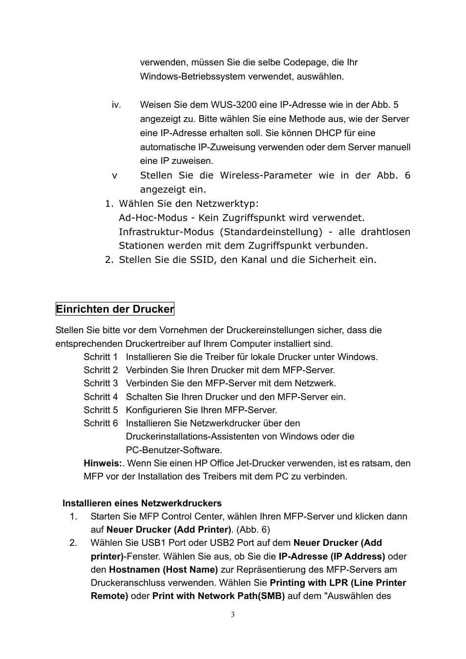 LevelOne 11g Wireless 2-port USB/MFP WUS-3200 User Manual | Page 15 / 54