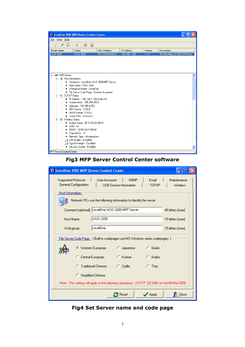 LevelOne 11g Wireless 2-port USB/MFP WUS-3200 User Manual | Page 3 / 54