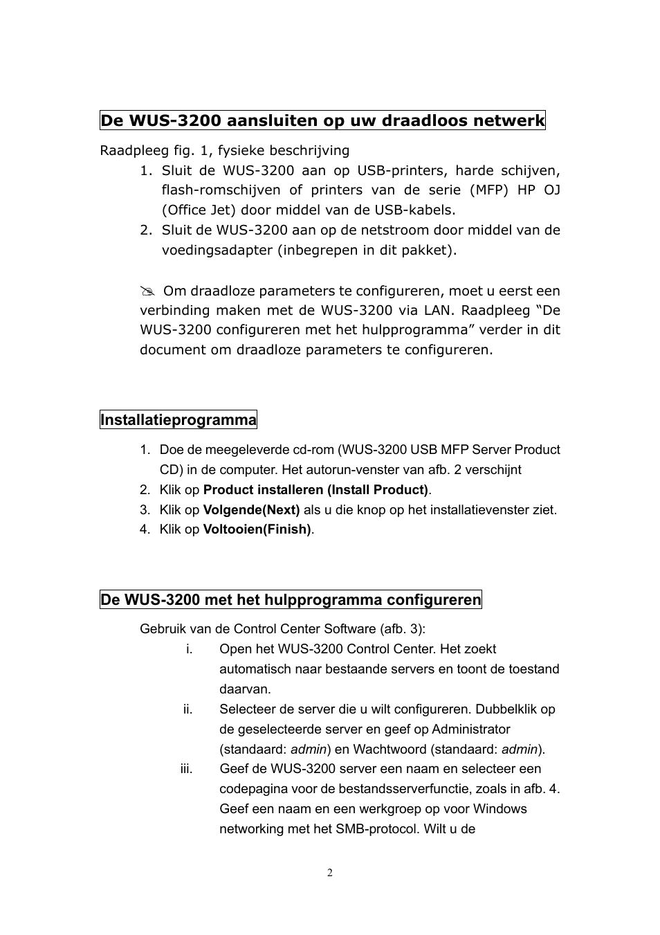 LevelOne 11g Wireless 2-port USB/MFP WUS-3200 User Manual | Page 32 / 54