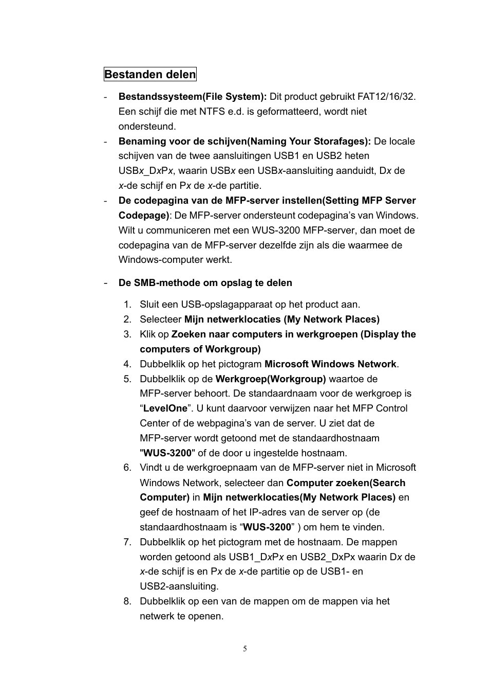 LevelOne 11g Wireless 2-port USB/MFP WUS-3200 User Manual | Page 35 / 54