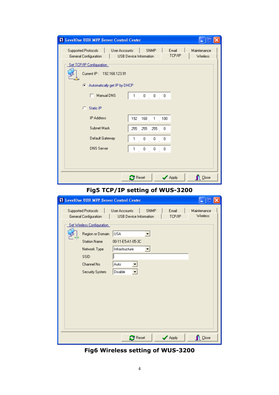 LevelOne 11g Wireless 2-port USB/MFP WUS-3200 User Manual | Page 4 / 54