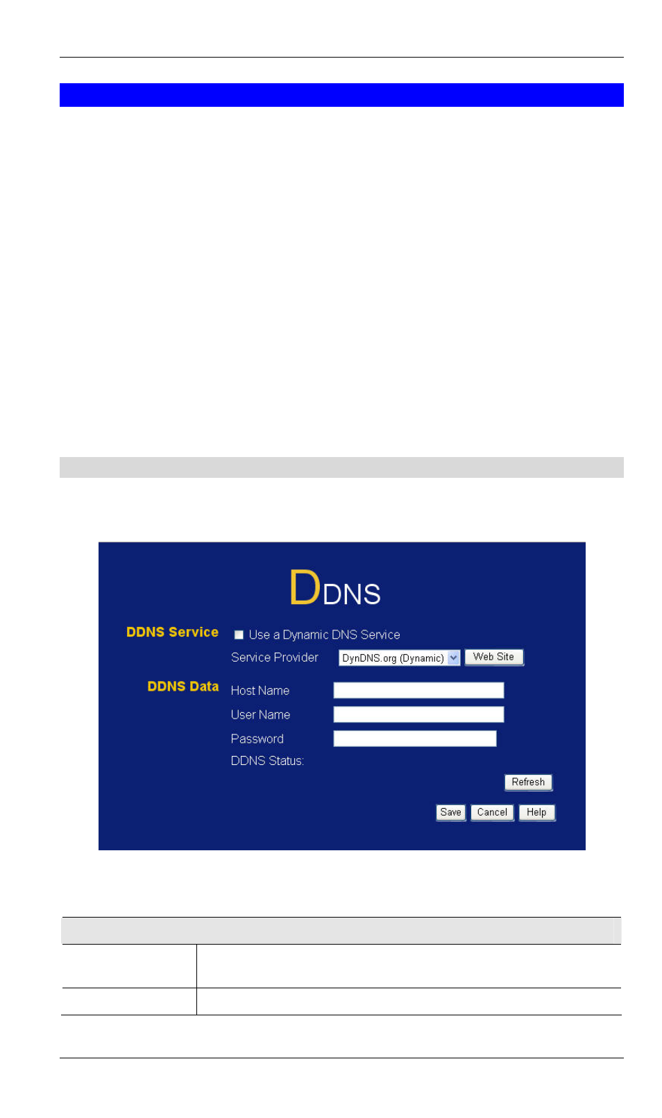Dynamic dns (domain name server), Dynamic dns screen, Data - dynamic dns screen | LevelOne WBR-6000 User Manual | Page 58 / 92