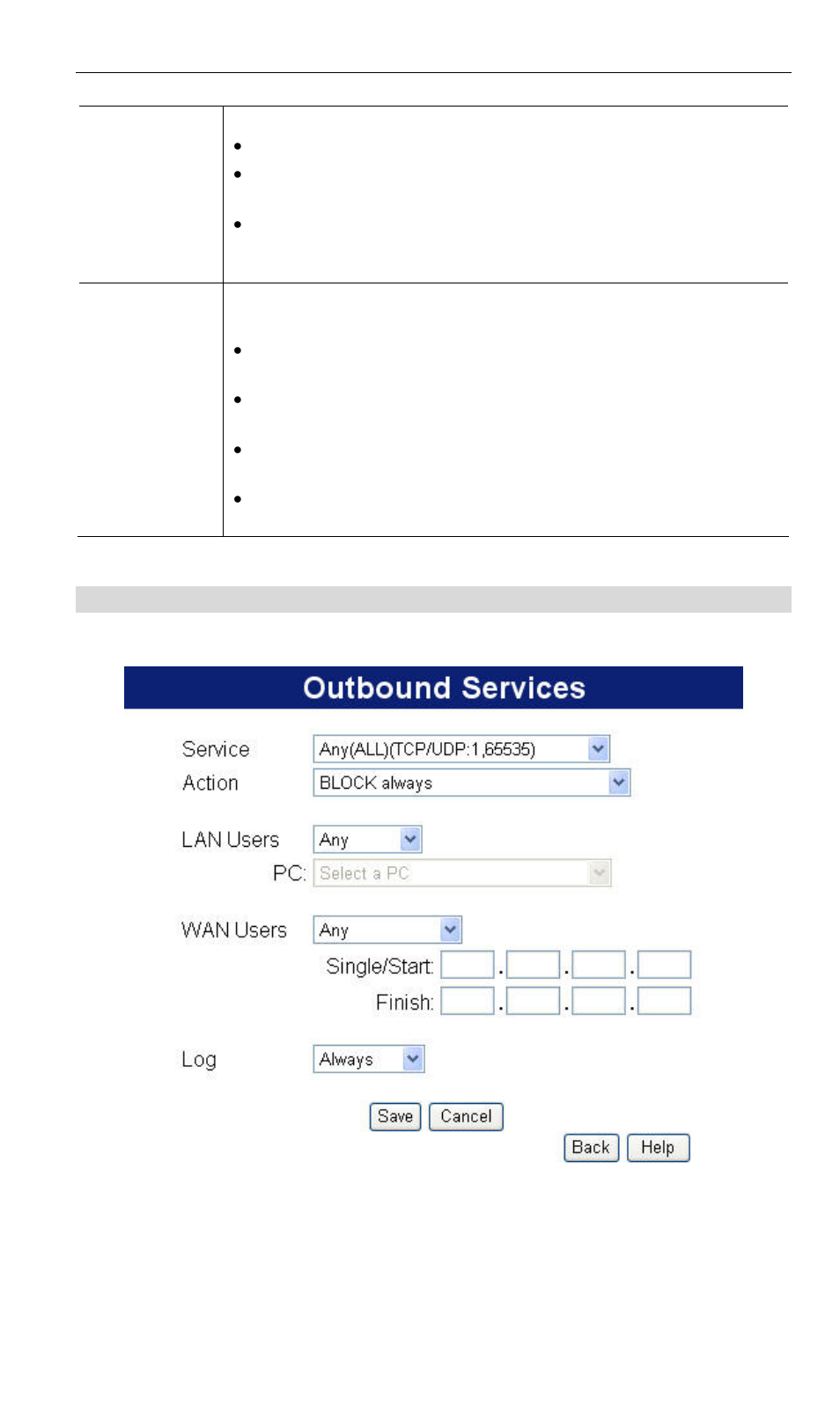 Outgoing rules (outbound services) | LevelOne WBR-6000 User Manual | Page 63 / 92