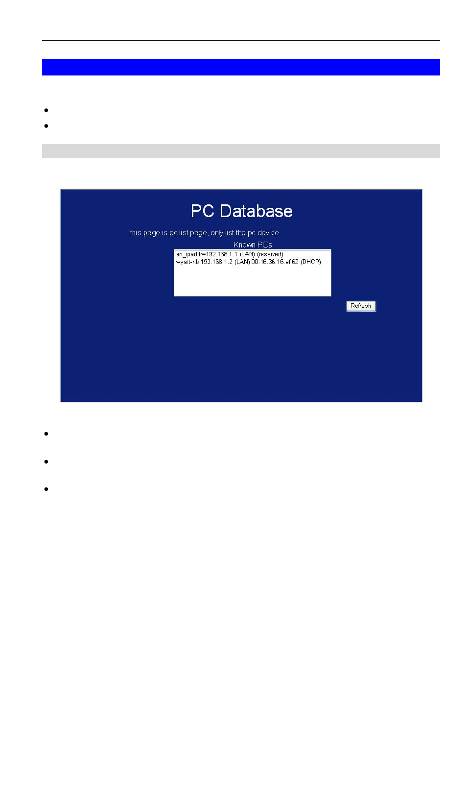 Pc database, Pc database screen | LevelOne WBR-6000 User Manual | Page 75 / 92