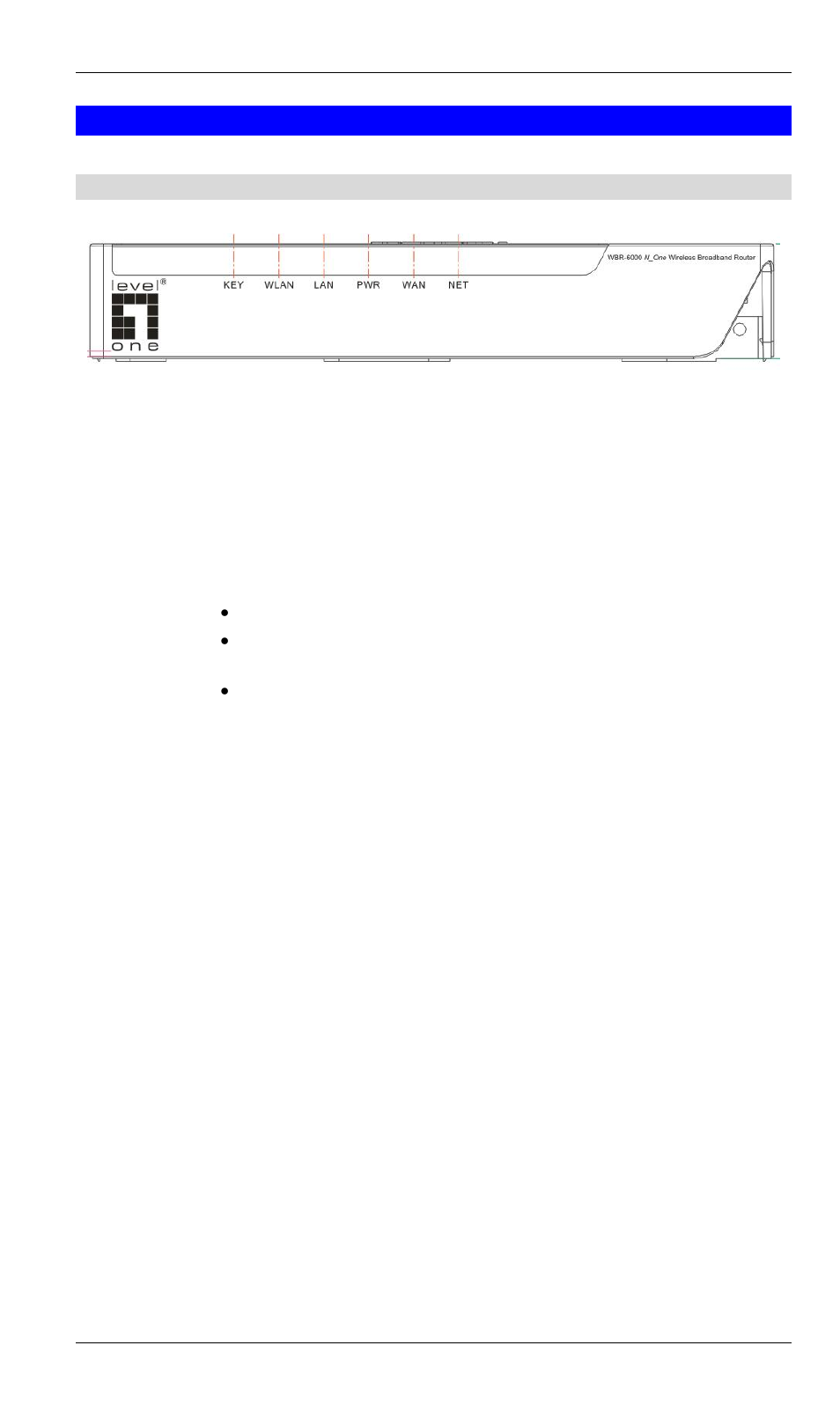 Physical details, Front-mounted leds | LevelOne WBR-6000 User Manual | Page 8 / 92