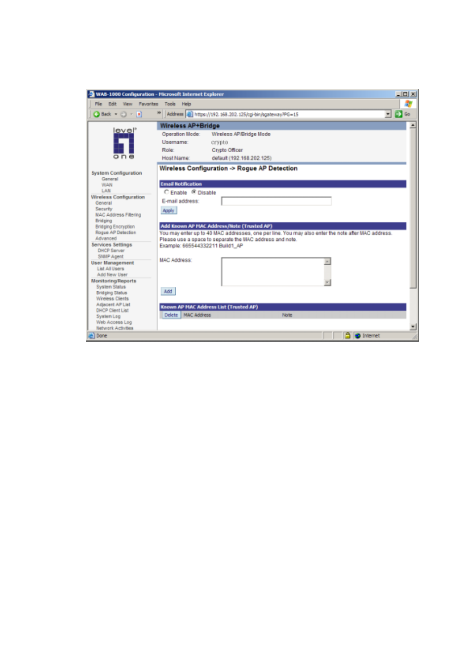 Advanced | LevelOne WAB-1000 User Manual | Page 32 / 59