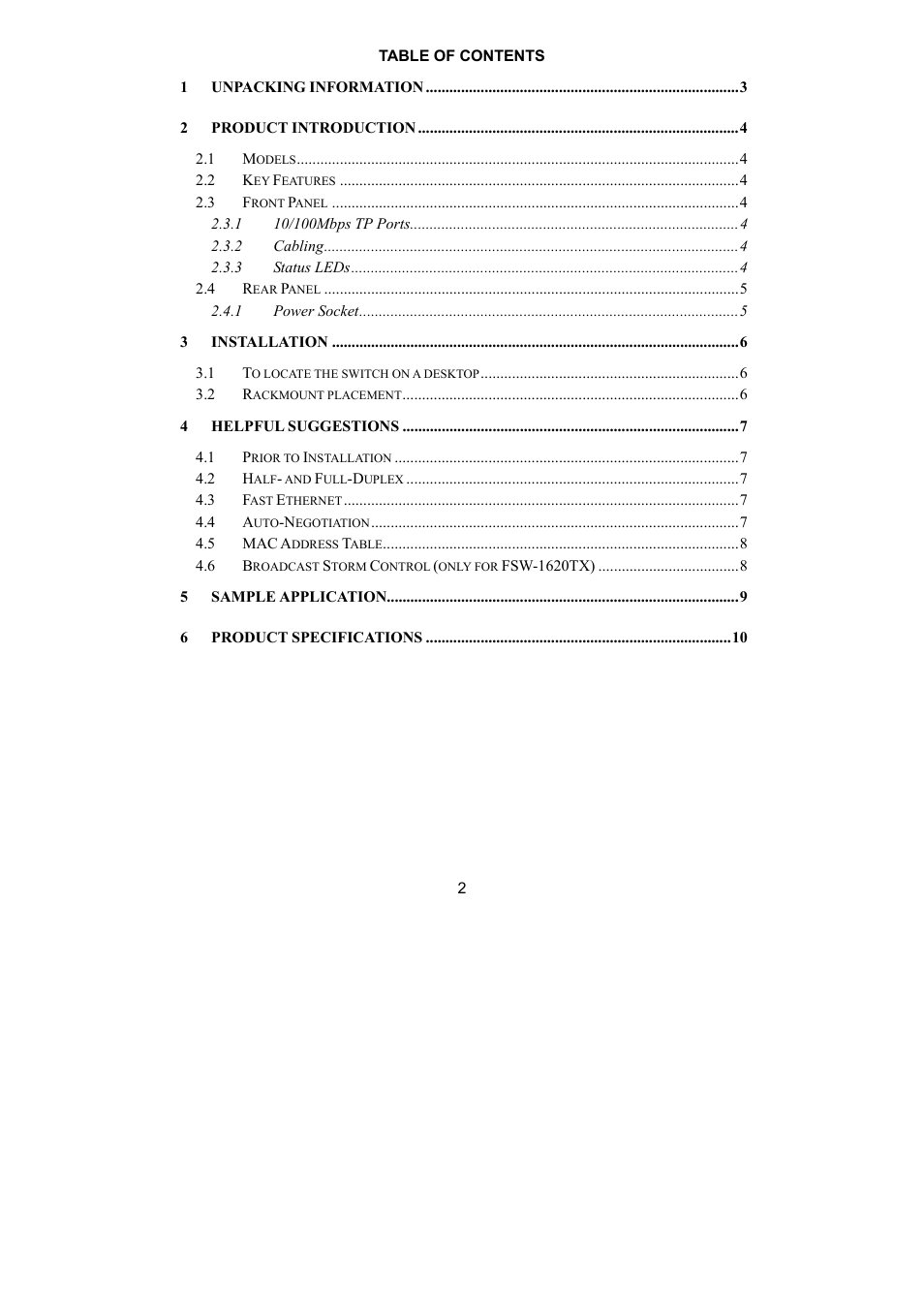 LevelOne OfficeCon FSW-1620TX User Manual | Page 2 / 12