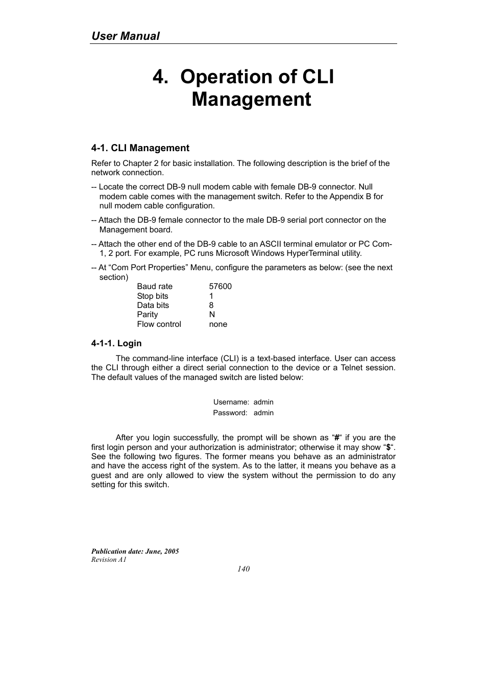 Operation of cli management, User manual | LevelOne ProCon GSW-2690 User Manual | Page 144 / 265