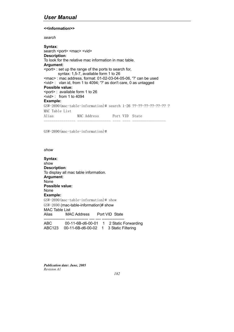 User manual | LevelOne ProCon GSW-2690 User Manual | Page 186 / 265