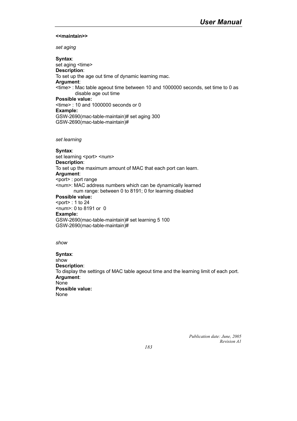 User manual | LevelOne ProCon GSW-2690 User Manual | Page 187 / 265