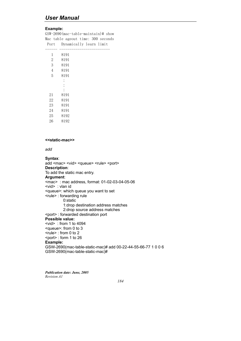 User manual | LevelOne ProCon GSW-2690 User Manual | Page 188 / 265