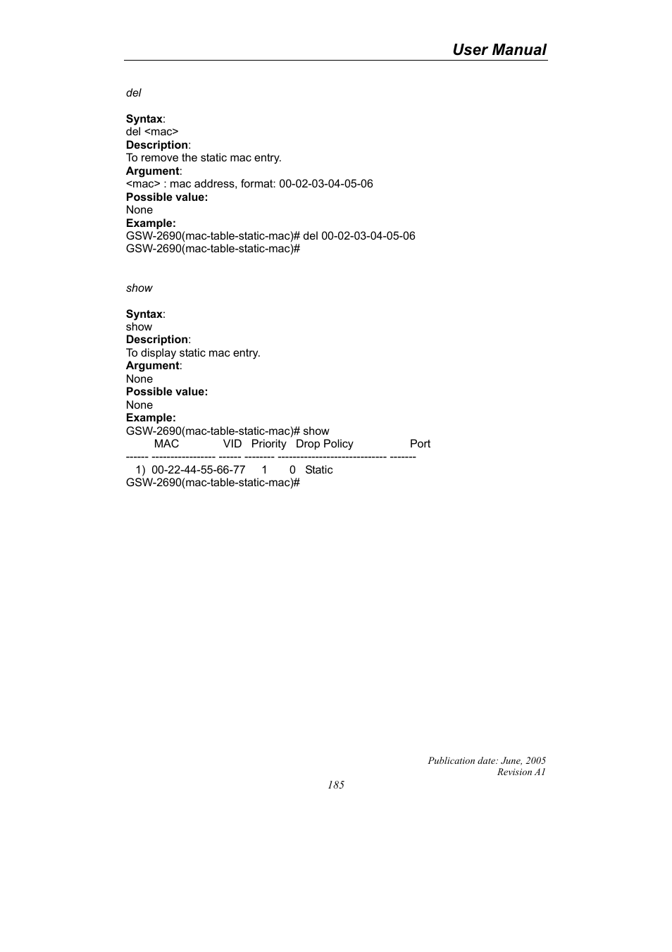 User manual | LevelOne ProCon GSW-2690 User Manual | Page 189 / 265
