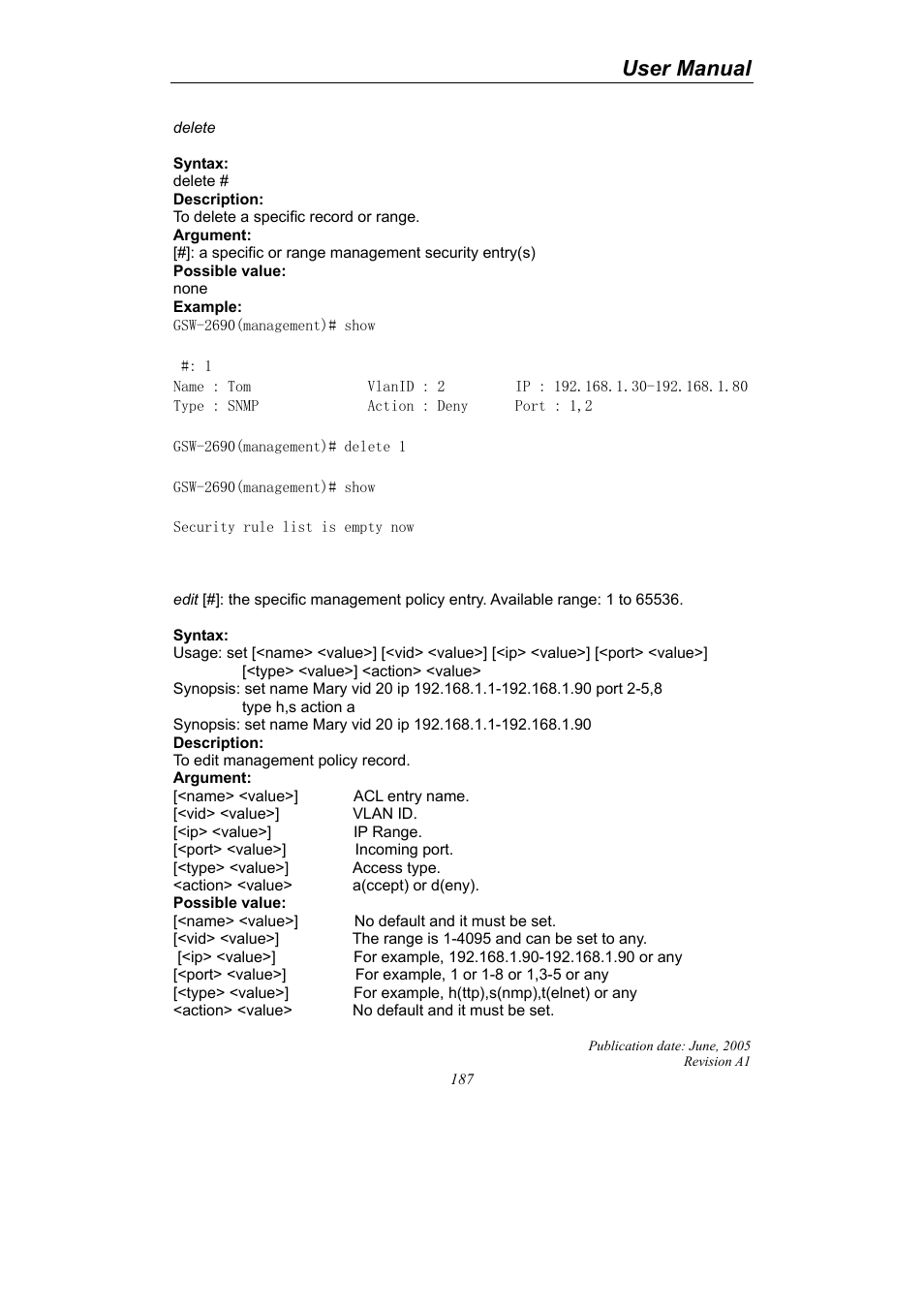 User manual | LevelOne ProCon GSW-2690 User Manual | Page 191 / 265