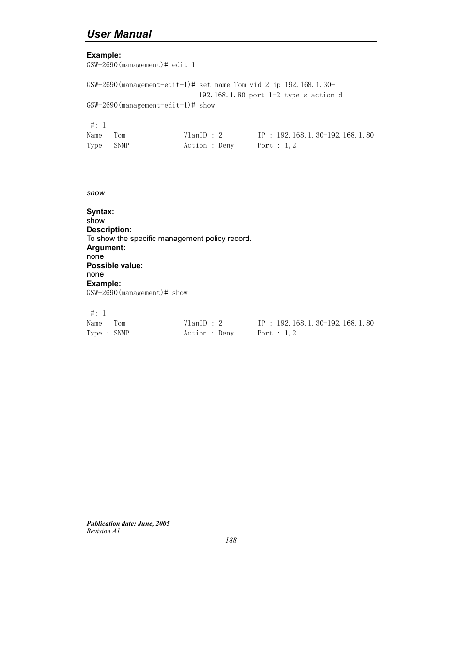 User manual | LevelOne ProCon GSW-2690 User Manual | Page 192 / 265