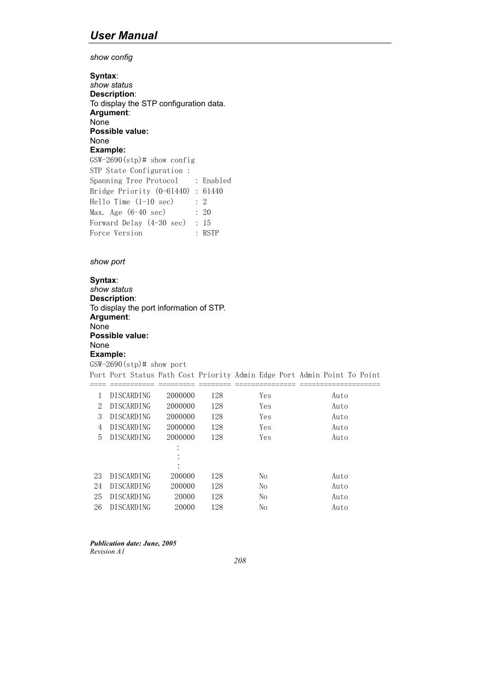 User manual | LevelOne ProCon GSW-2690 User Manual | Page 212 / 265