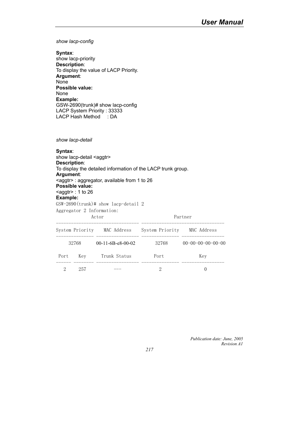 User manual | LevelOne ProCon GSW-2690 User Manual | Page 221 / 265