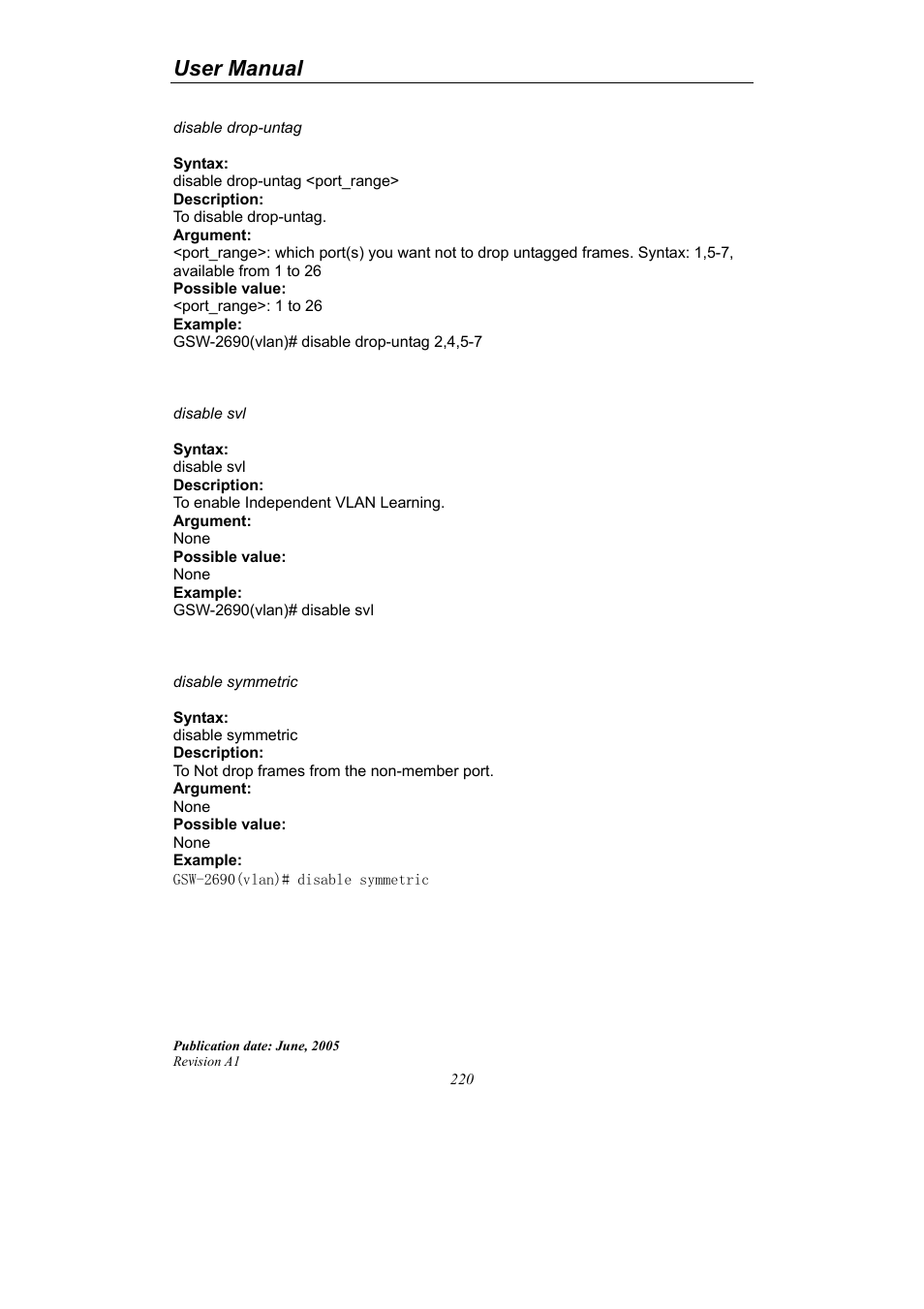 User manual | LevelOne ProCon GSW-2690 User Manual | Page 224 / 265