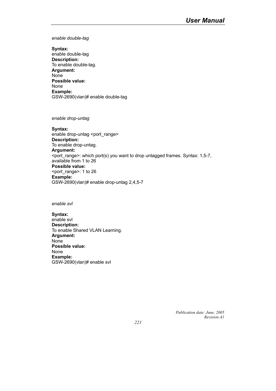 User manual | LevelOne ProCon GSW-2690 User Manual | Page 225 / 265