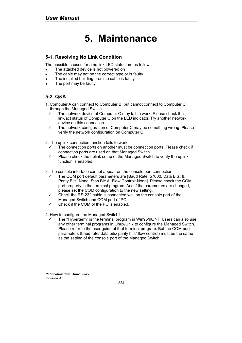 Maintenance, User manual | LevelOne ProCon GSW-2690 User Manual | Page 232 / 265