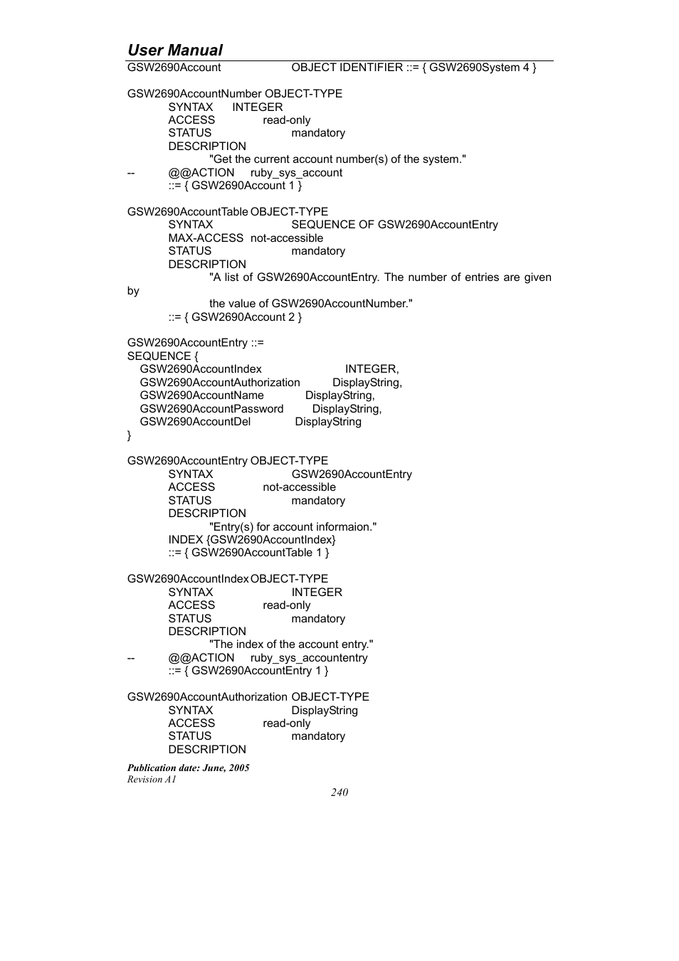 User manual | LevelOne ProCon GSW-2690 User Manual | Page 244 / 265