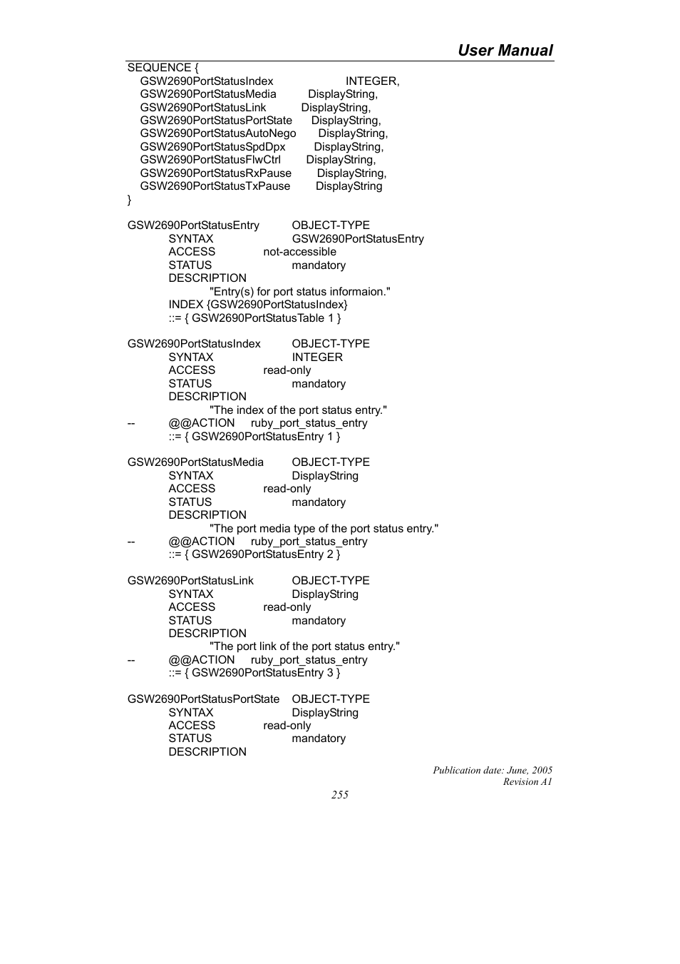 User manual | LevelOne ProCon GSW-2690 User Manual | Page 259 / 265